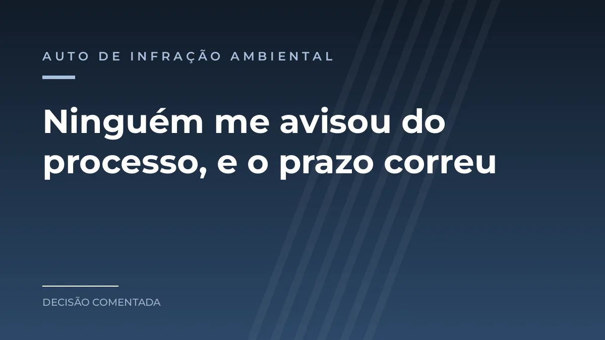 Arte azul com o texto Ninguém me avisou do processo, e o prazo correu