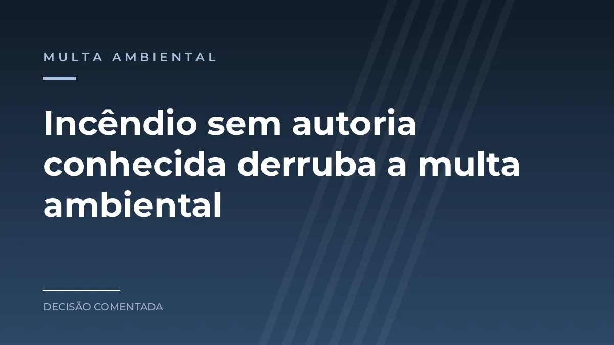 Arte com o texto Incêndio sem autoria conhecida derruba a multa ambiental