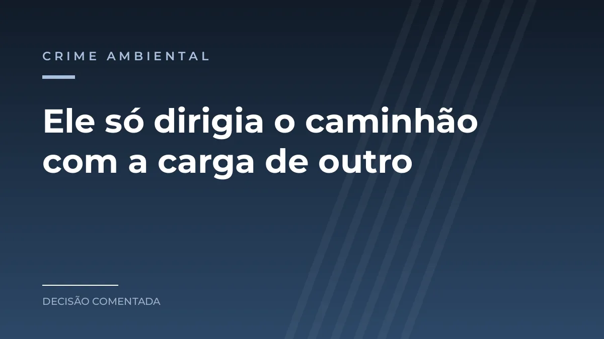 Arte azul com o texto Ele só dirigia o caminhão com a carga de outro